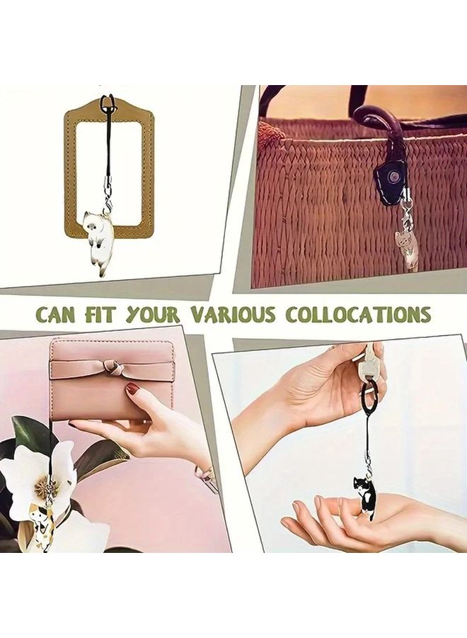 Light Yellow Cat Phone Lanyard With Alloy Charm Durable Black Strap For Bags Accessories - Image 5